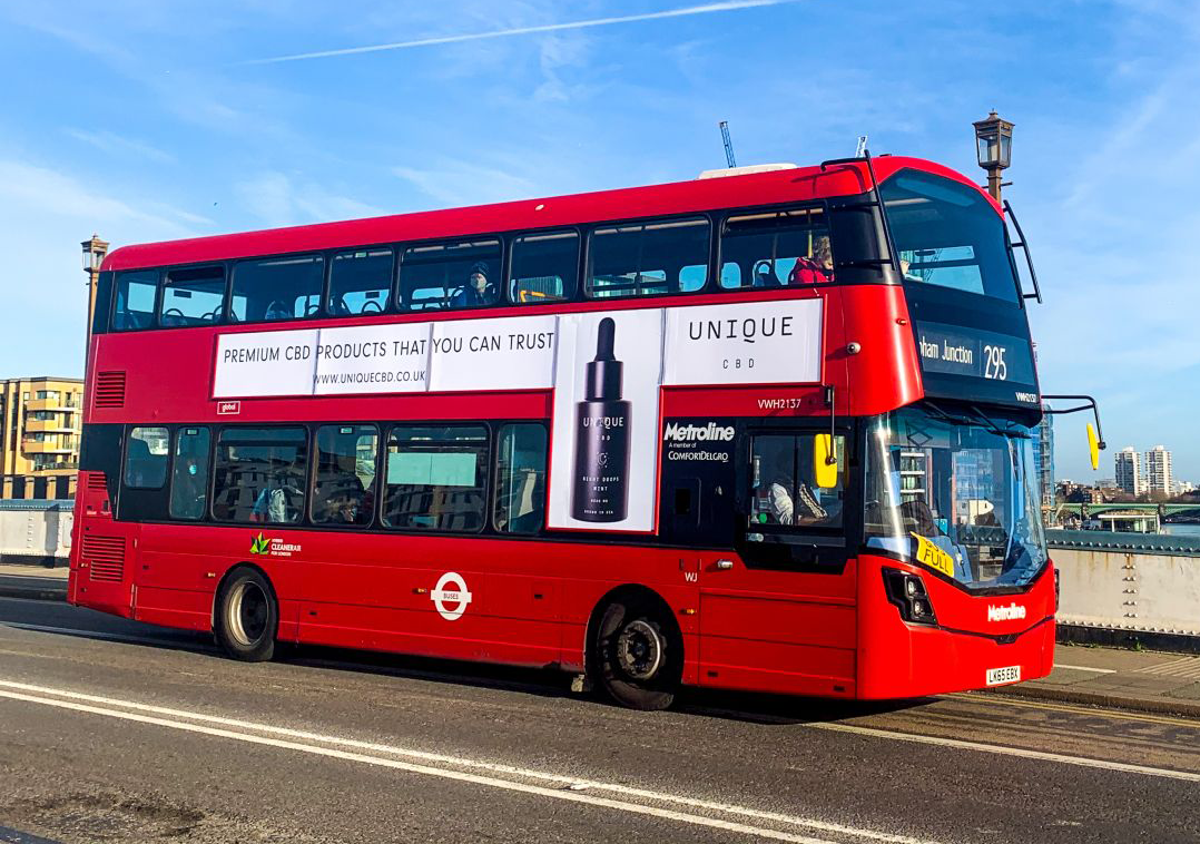 Unique cbd advertisement on london bus