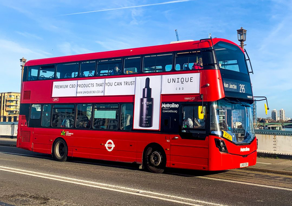 Unique cbd advertisement on london bus
